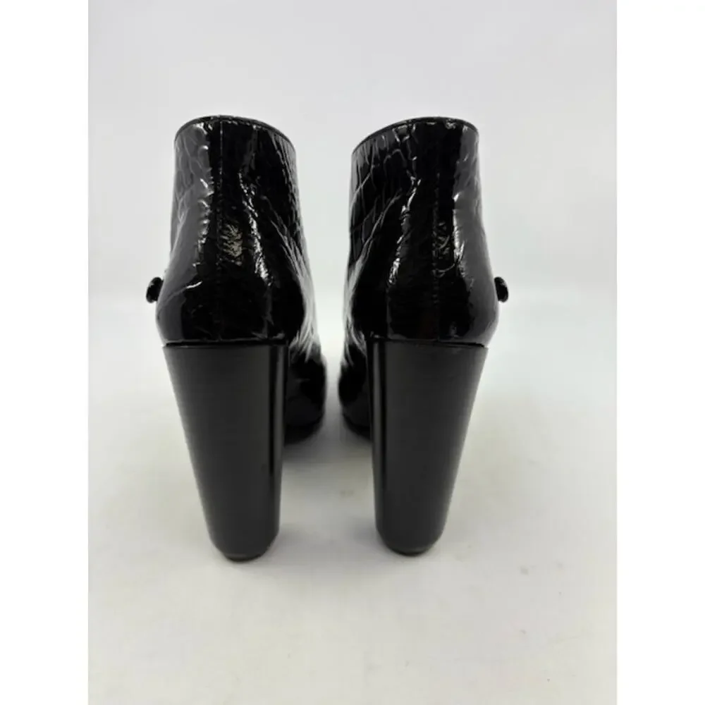Black Patent Leather High-Heel Ankle Booties